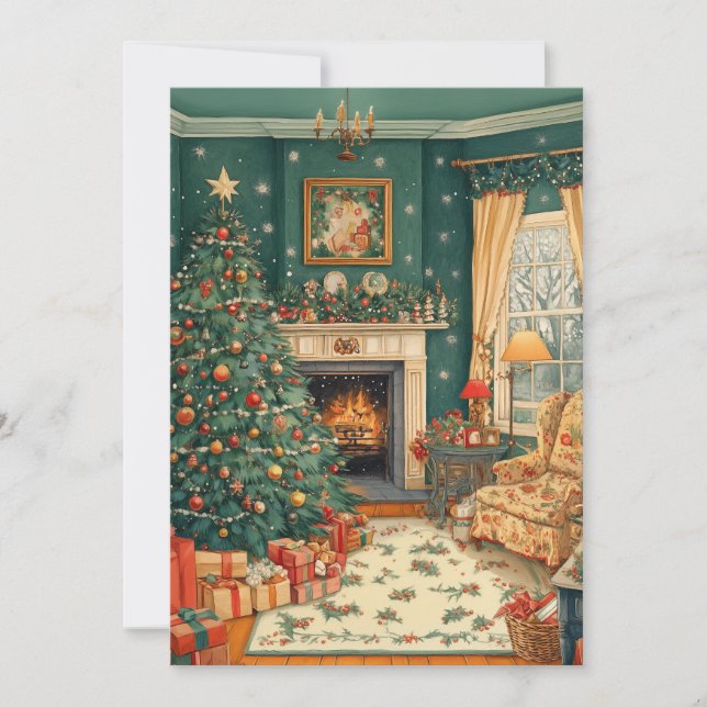 Vintage Christmas Tree Christmas Card (Front)
