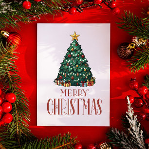 Vintage Christmas Tree Classic Holiday Card
