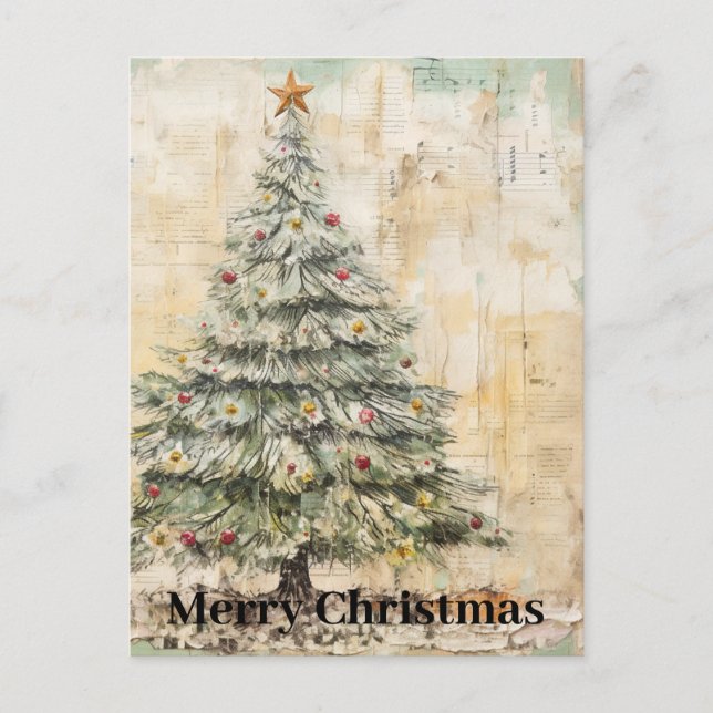 Vintage Christmas Tree Collage Postcard (Front)