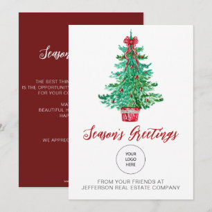 Vintage Christmas Tree Company Logo Business Holiday Card