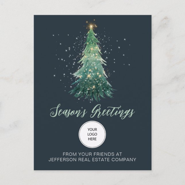 Vintage Christmas Tree Company Logo Business  Holiday Postcard (Front)