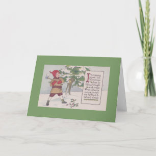 Vintage Christmas Tree Cutting Greeting Card