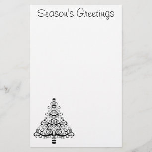 Vintage Christmas Tree Decorative Victorian Scroll Stationery