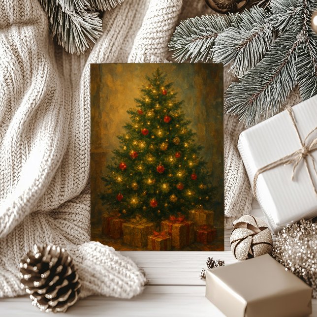 Vintage Christmas Tree Elegant Holiday Card (Creator Uploaded)