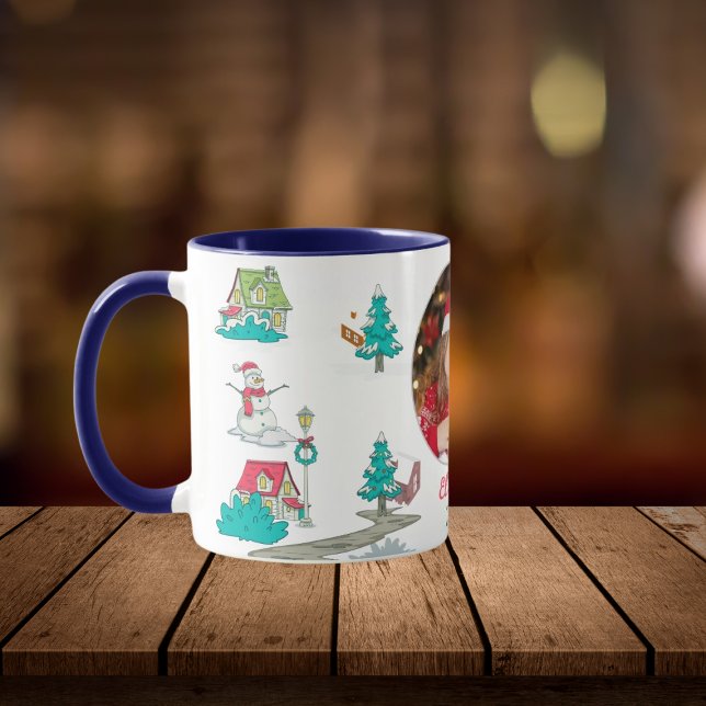 Vintage Christmas Tree Farm Life Navy Blue Mug (Creator Uploaded)