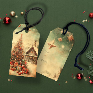 Vintage Christmas tree Gift Tags