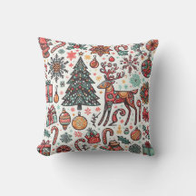 Vintage Christmas Tree Gift Throw Pillow