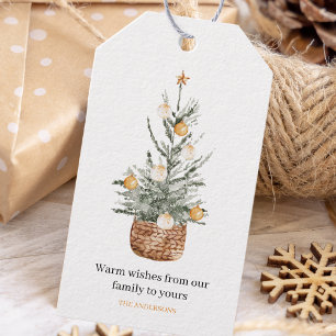 Vintage Christmas Tree Happy Holiday Gift Tags