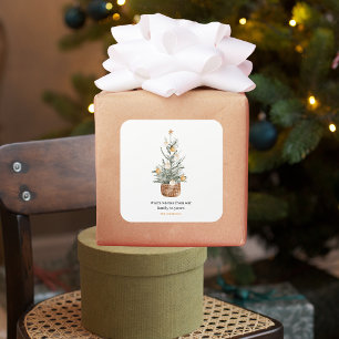 Vintage Christmas Tree   Happy Holiday  Square Sticker