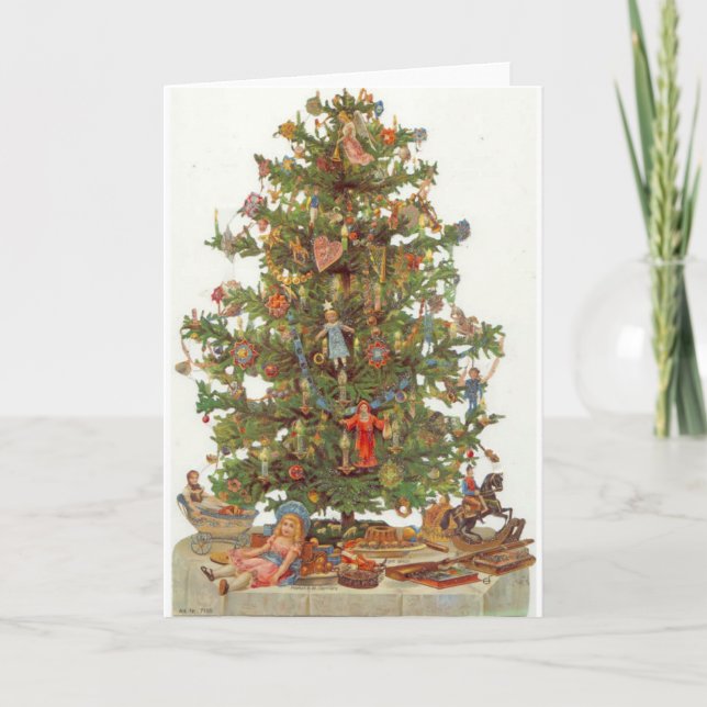 Vintage Christmas Tree Holiday Card (Front)