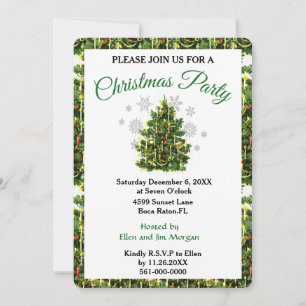 Vintage Christmas Tree Holiday Party  Invitation