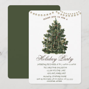 Vintage Christmas Tree Holiday Party   Invitation