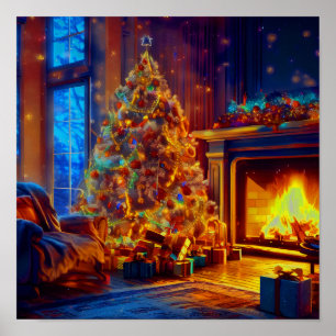 Vintage Christmas Tree In Warming House Poster