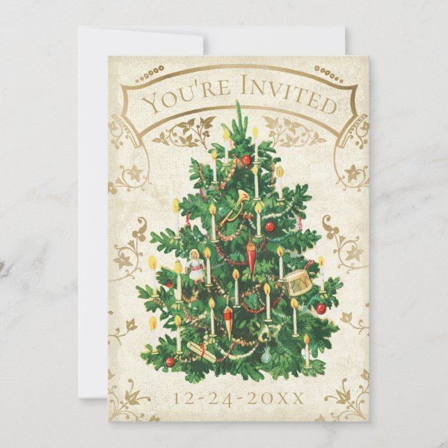 Vintage Christmas Tree Invitation (Front)