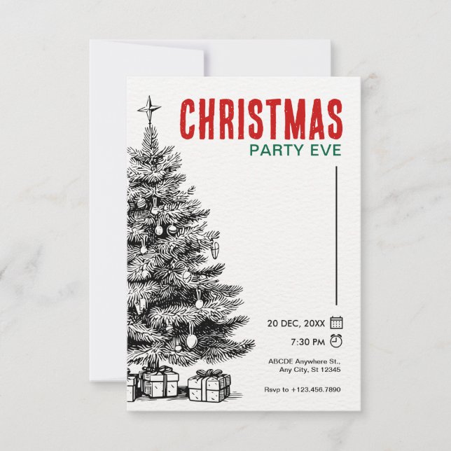 Vintage Christmas tree Invitation (Front)
