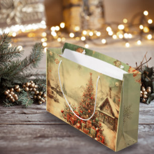 Vintage Christmas tree Large Gift Bag