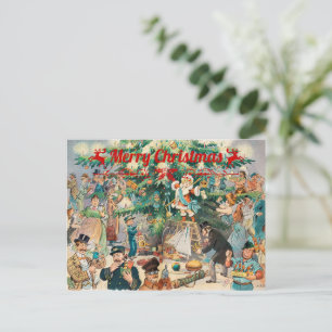 Vintage christmas Tree Lithographic Holiday Postcard