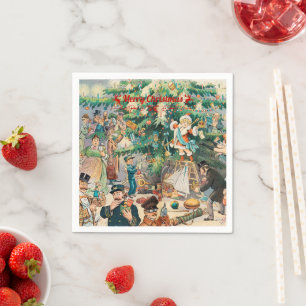 Vintage christmas Tree Lithographic Napkin