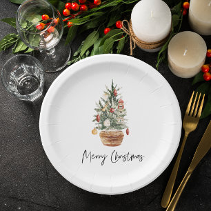 Vintage Christmas Tree   Merry Christmas  Paper Plate