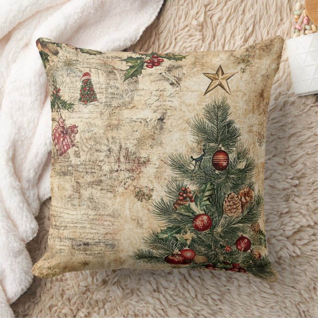 Vintage Christmas Tree & Ornament (1) Cushion (Blanket)