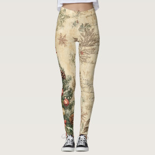 Vintage Christmas Tree & Ornament (3) Leggings