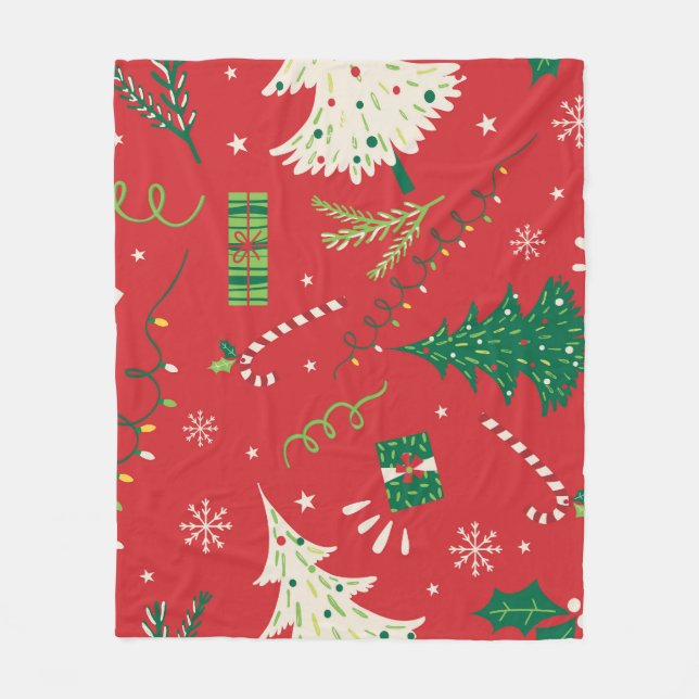 Vintage Christmas tree: ornamental design. Fleece Blanket (Front)