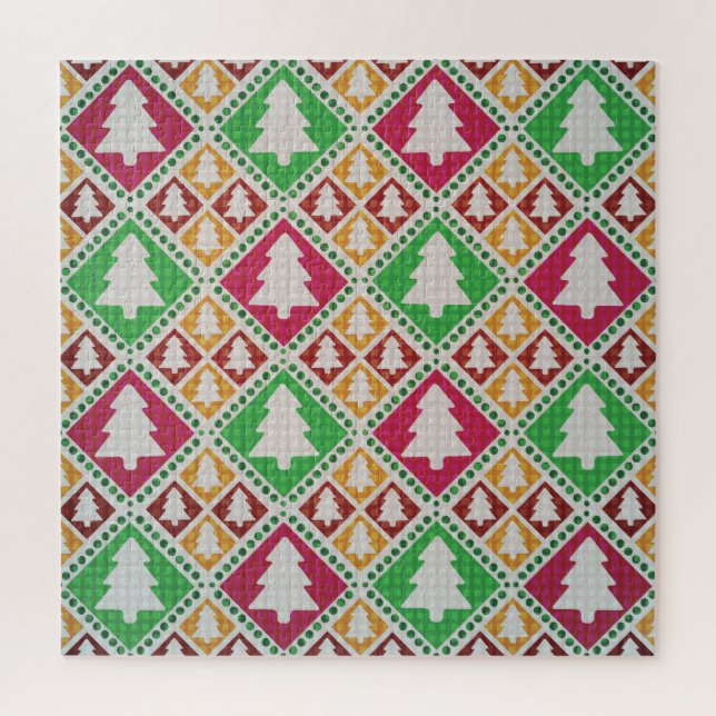 Vintage Christmas Tree Pattern. Jigsaw Puzzle (Vertical)