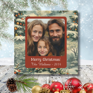 Vintage Christmas Tree Photo Christmas Holiday Card