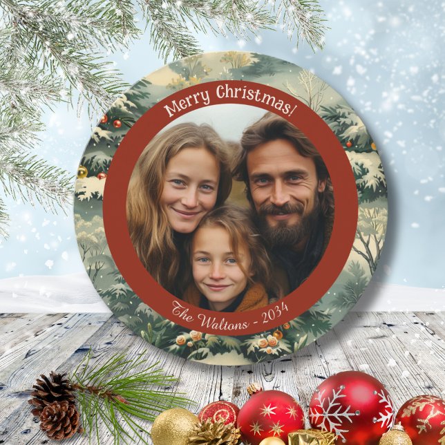 Vintage Christmas Tree Photo Christmas Holiday Card (Creator Uploaded)