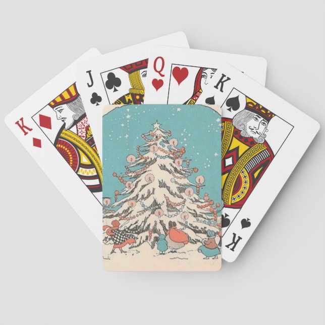 Vintage Christmas Tree Playing Cards (Back)