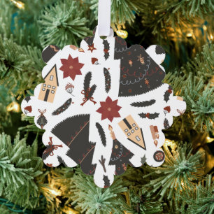 Vintage Christmas Tree Poinsettia Decoration Card