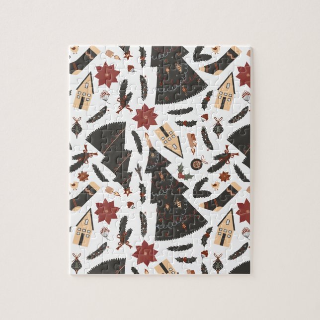 Vintage Christmas Tree Poinsettia Jigsaw Puzzle (Vertical)