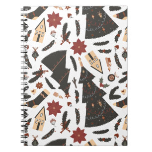 Vintage Christmas Tree Poinsettia Notebook