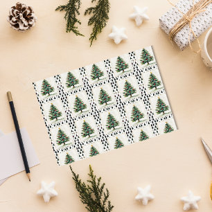Vintage Christmas Tree Postage Stamp  Tissue Paper