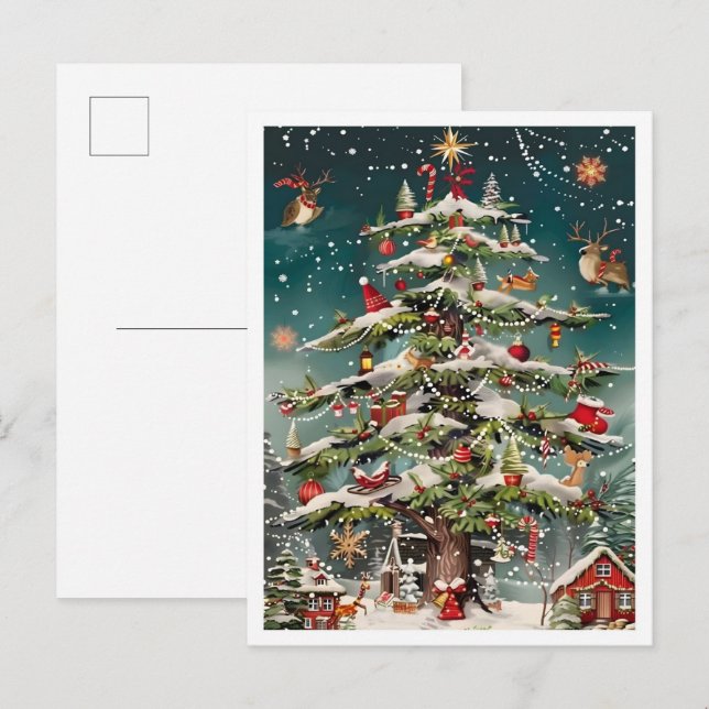 Vintage Christmas Tree Postcard (Front/Back)
