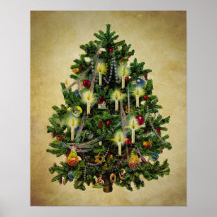 vintage christmas tree poster