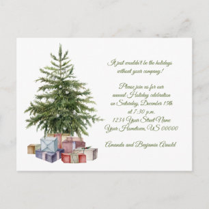 Vintage Christmas Tree Presents Holiday Party Postcard