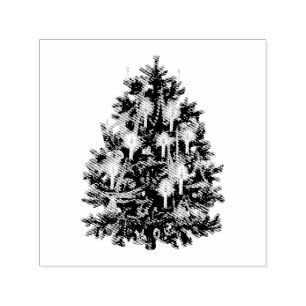 VINTAGE CHRISTMAS TREE RUBBER STAMP