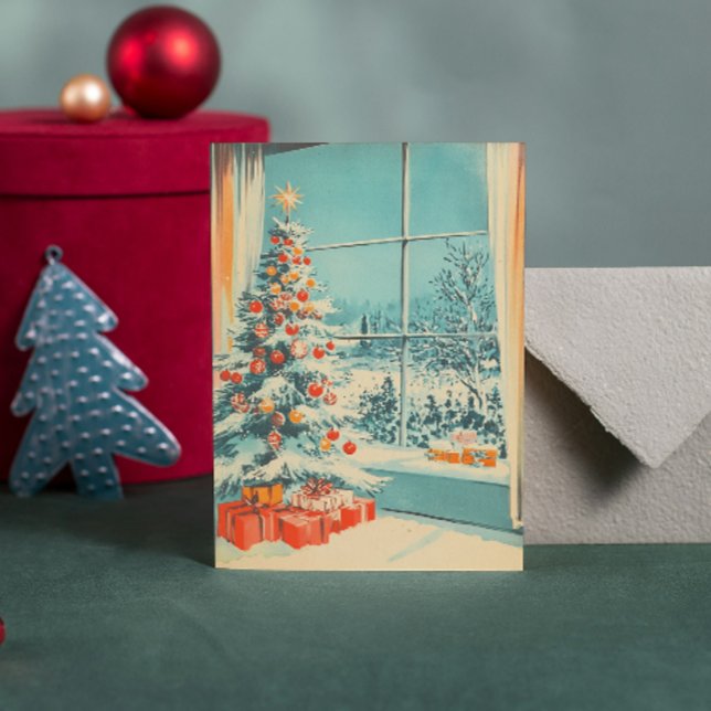 Vintage Christmas Tree Scene Message Template  (Creator Uploaded)