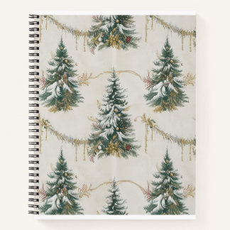 "Vintage Christmas Tree Spiral Notebook – Festive 