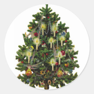 Vintage Christmas Tree Sticker