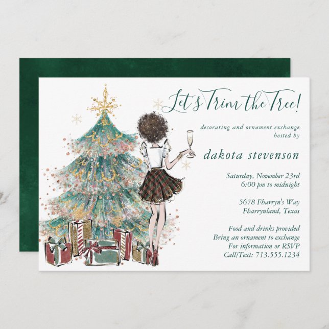Vintage Christmas | Tree Trim Ornament Exchange Invitation (Front/Back)