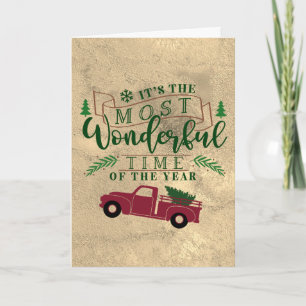 Vintage Christmas Tree Truck with Joyful Quote Card