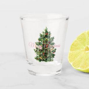 Vintage Christmas tree Victorian holidays Shot Glass