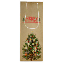 Vintage Christmas Tree Wine Gift Bag