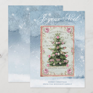 Vintage Christmas Tree Winter Snow Scene