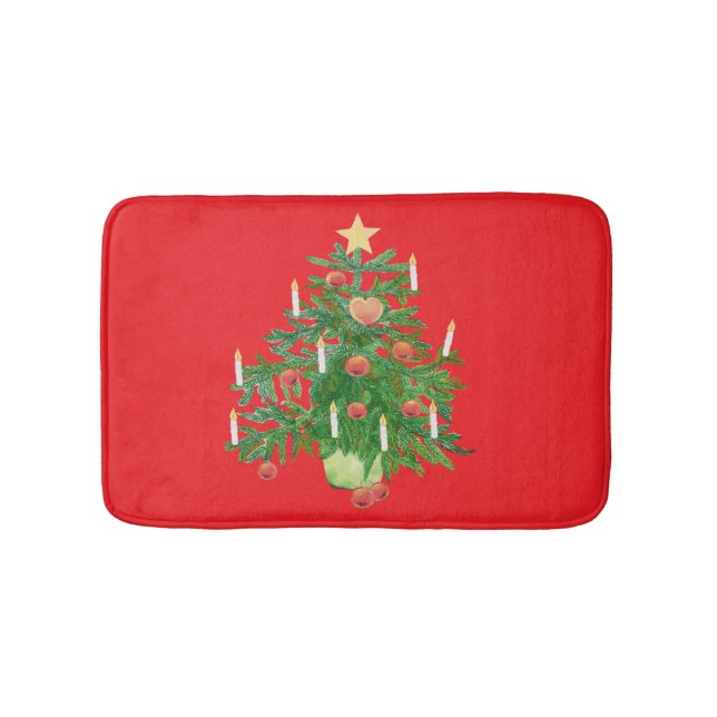 Vintage Christmas Tree with a Star   Bath Mat (Front)