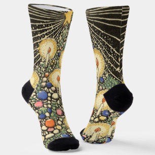 Vintage Christmas, Tree with Candles and a Star Socks