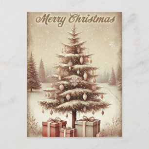 Vintage Christmas Tree with Gifts – Retro Holiday Postcard