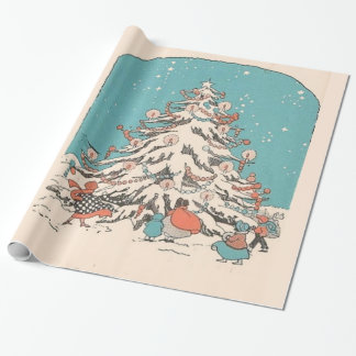 Vintage Christmas Tree Wrapping Paper